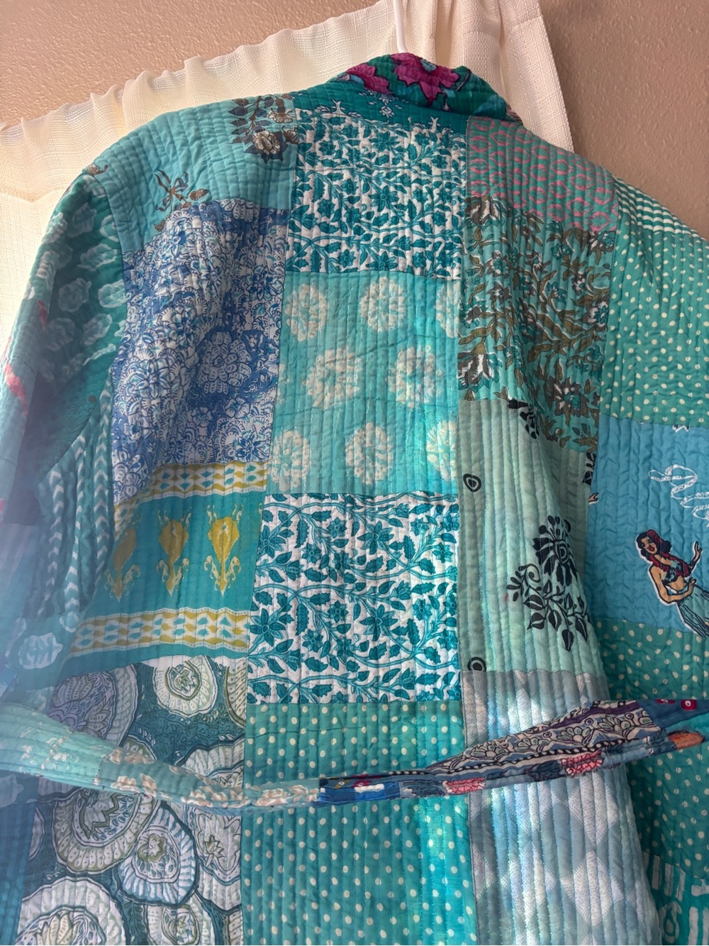 Patchwork Turquoise Kantha-Style - Picture 6 of 7